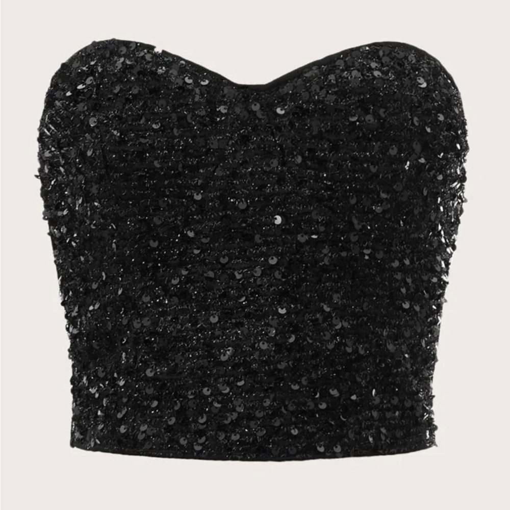 NWT shein tube top sequin zip back